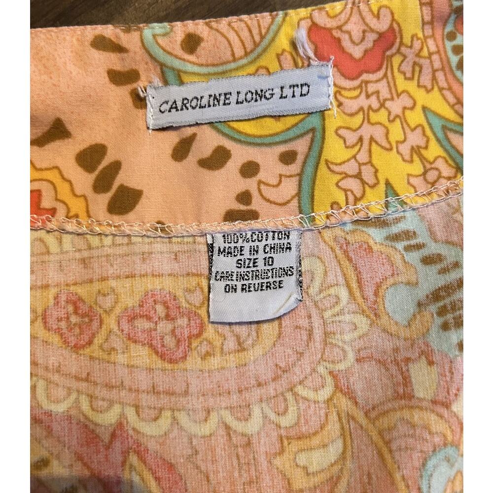 EUC Caroline Long LTD 100% Cotton Paisley Boho Peasant Split-Neck Tunic-Size 10 - Picture 4 of 10